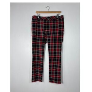 Dark‎ Academia Charlie B Womens 12 Plaid Pants Red Black Tartan Straight Leg